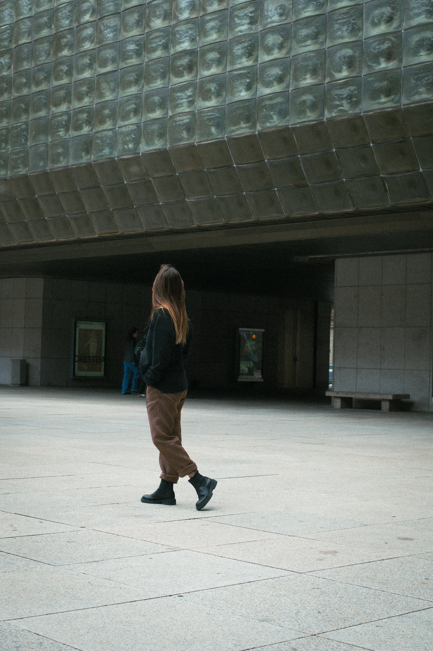 Dámské lněné kalhoty Straight-leg - Brown