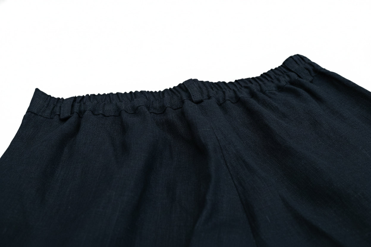 Dámské lněné kalhoty Straight-leg - Black