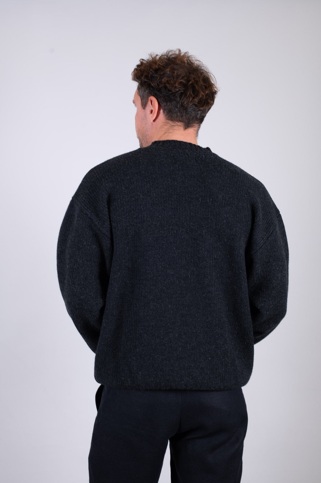 Pánský vlněný svetr knit Loose fit - Dark gray
