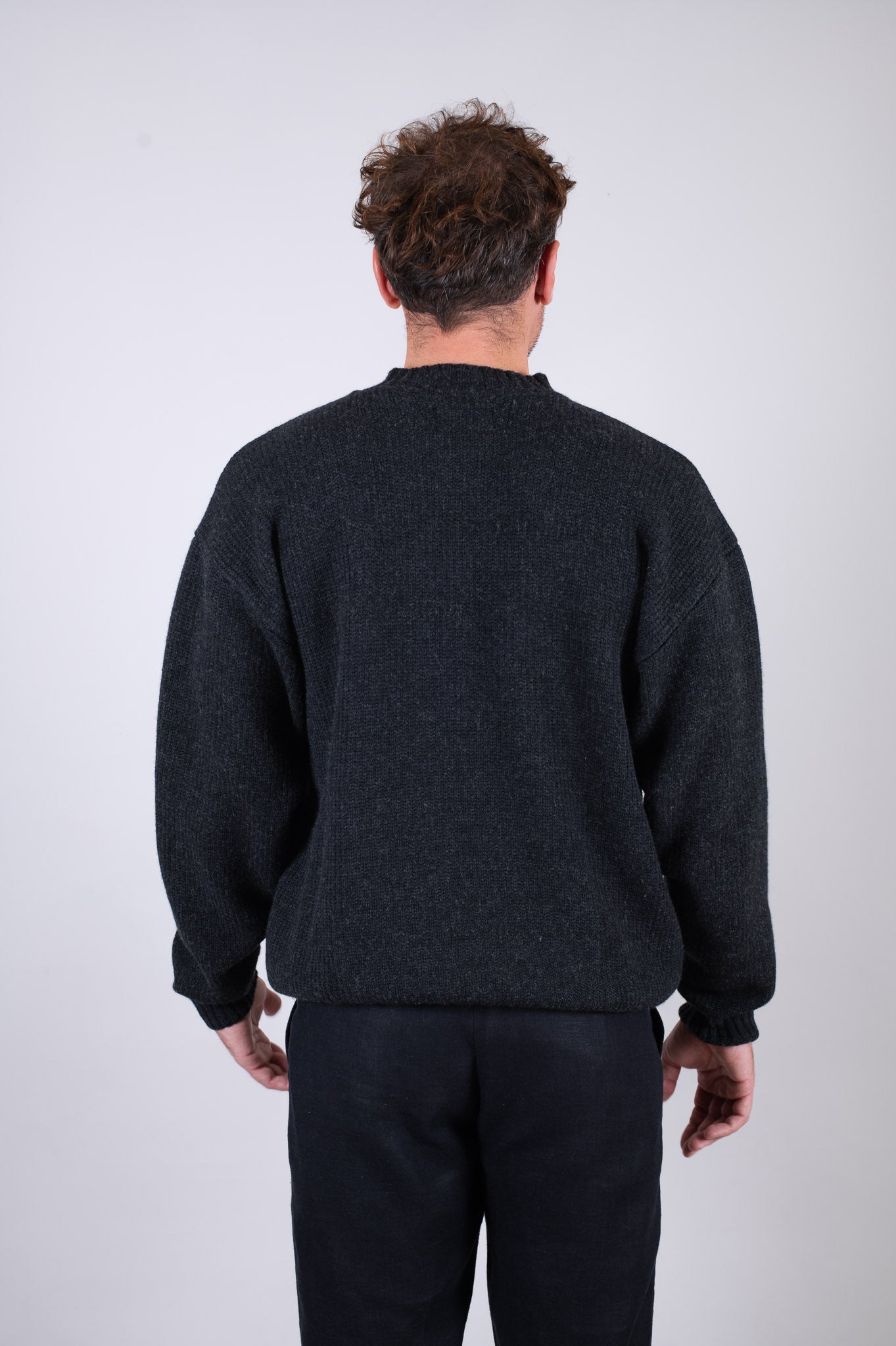 Pánský vlněný svetr knit Loose fit - Dark gray