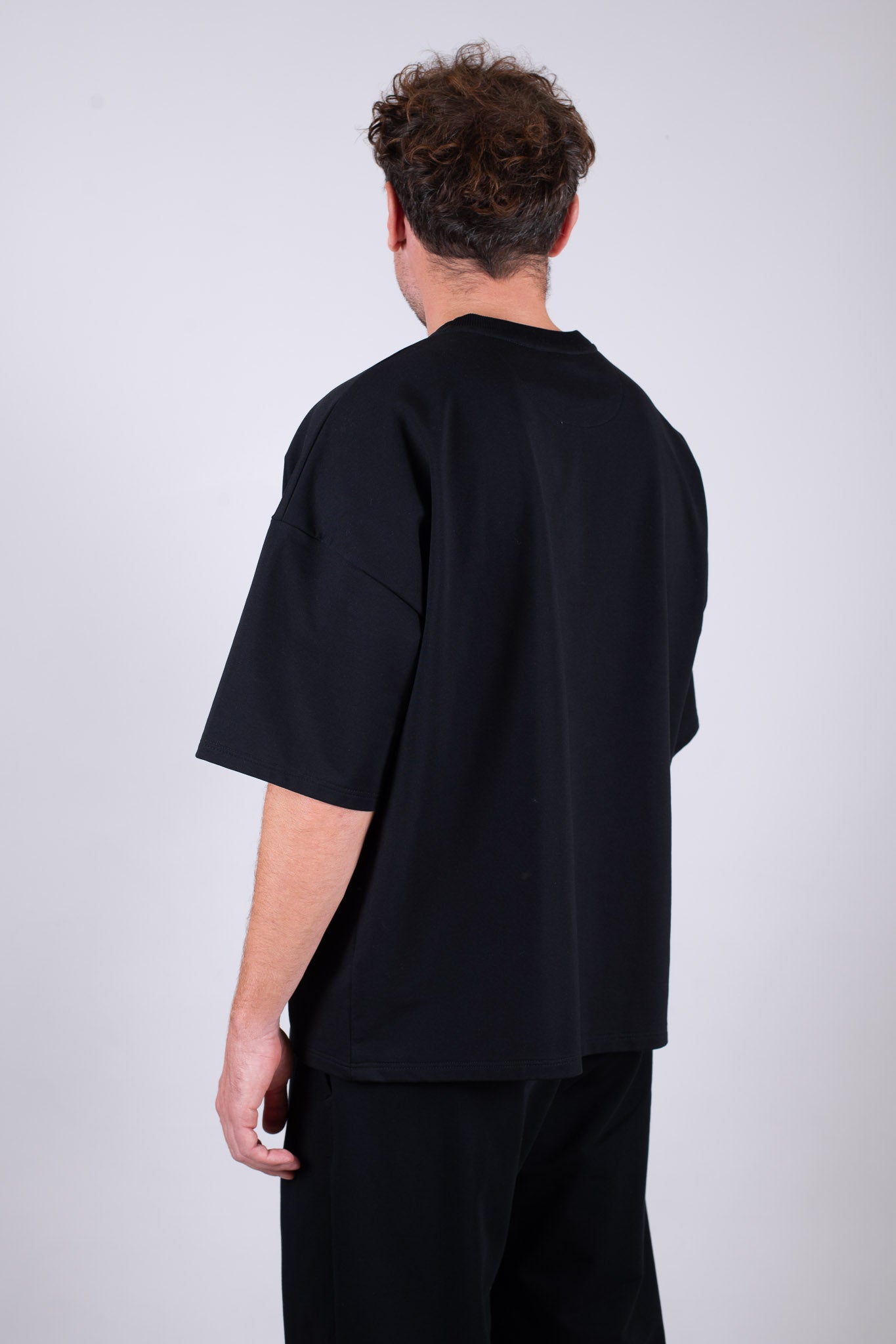 Men’s Sweatshirt T-Shirt Organic Cotton Black - loose fit