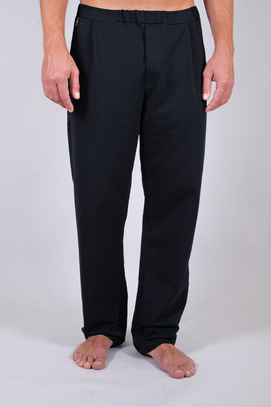 Men sweatpants wide organic cotton Black - Straight-leg