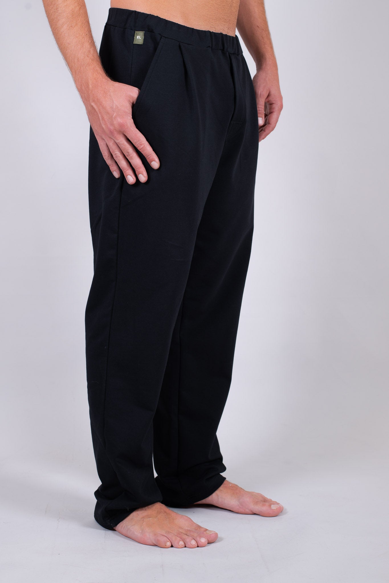 Men spodnie dresowe wide bawełna organiczna Black - Straight-leg