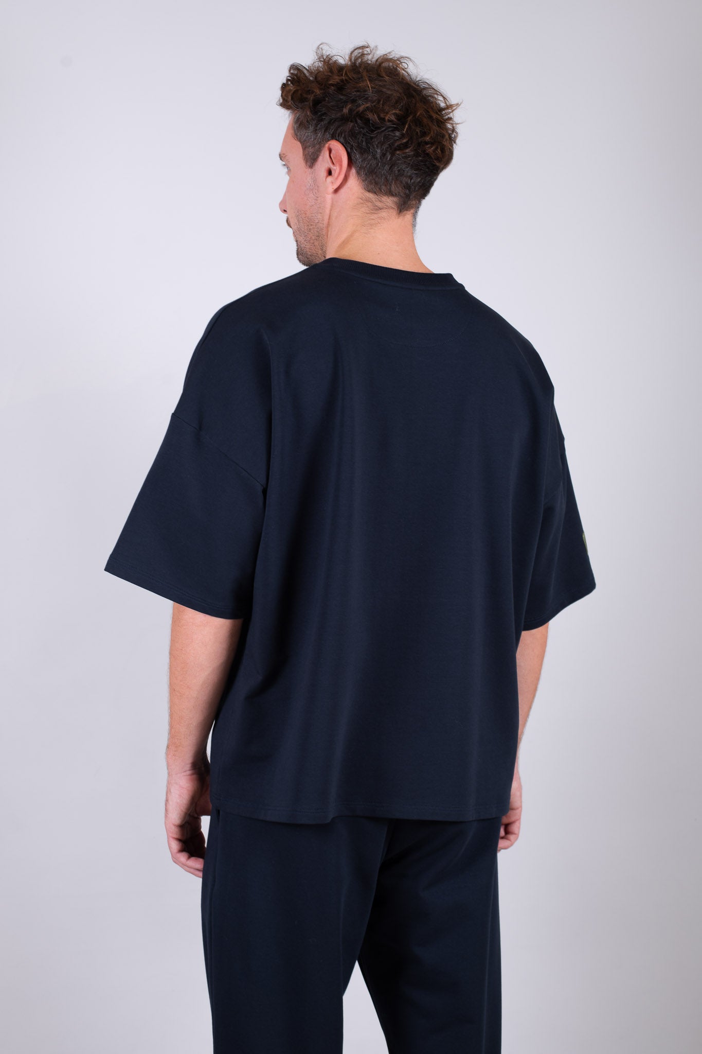 Męska bluzka typu sweatshirt z biobawełny Deep blue - loose fit