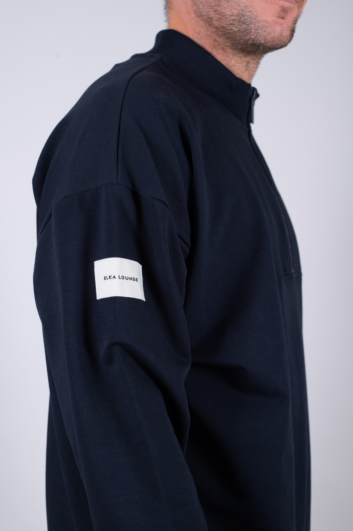 Pánska Mikina zip-up z biobavlny Deep blue - Loose fit