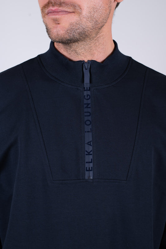 Men Sweatshirt zip-up organic cotton Deep blue - Loose fit