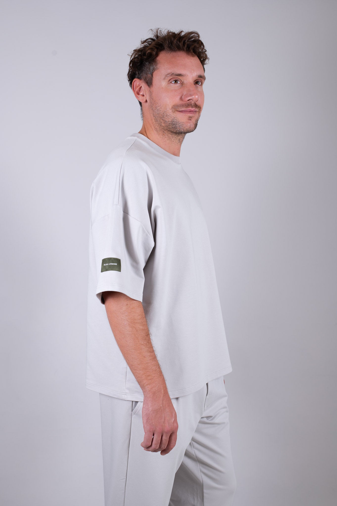 Pánské mikinové tričko z biobavlny Pearl gray - loose fit