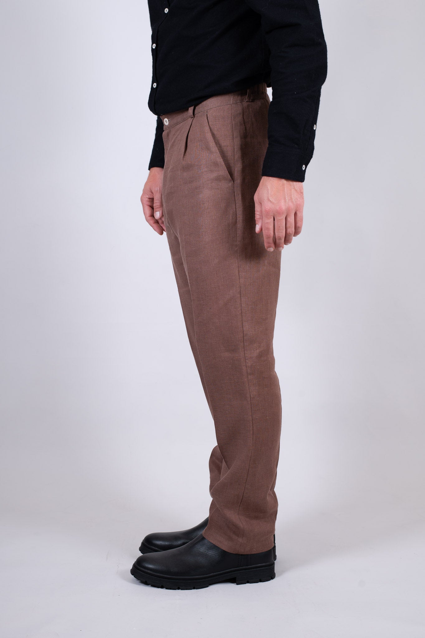 Men's Loose-fit Linen Pants - Brown