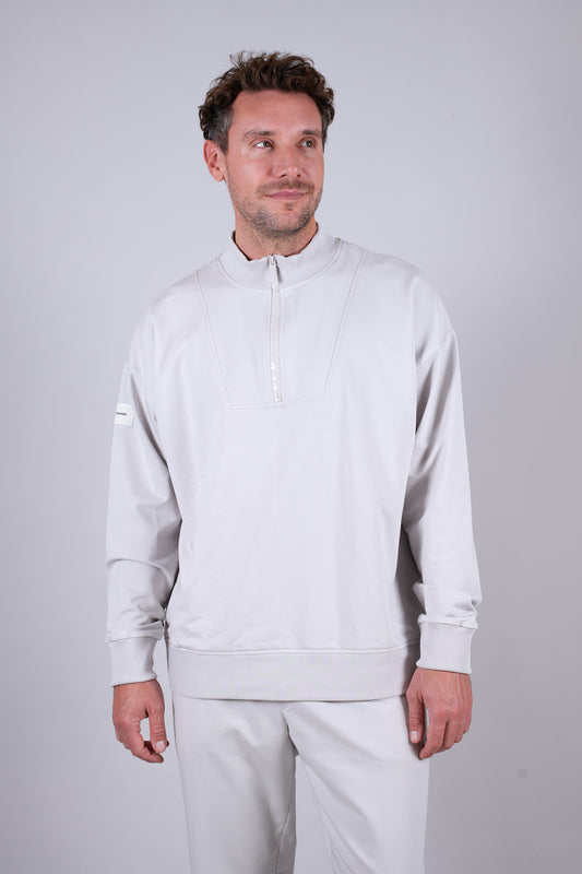 Men Sweatshirt zip-up organic cotton Pearl gray - Loose fit