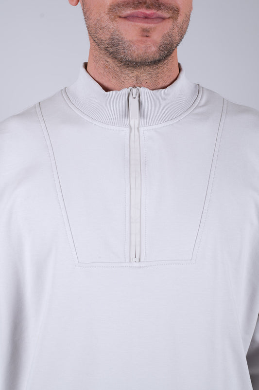 Men Sweatshirt zip-up organic cotton Pearl gray - Loose fit