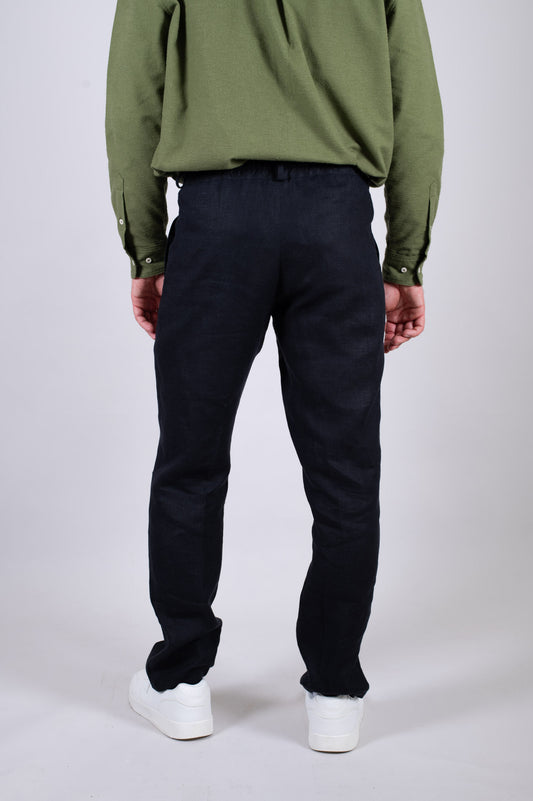 Men's Loose-fit Linen Pants - Black