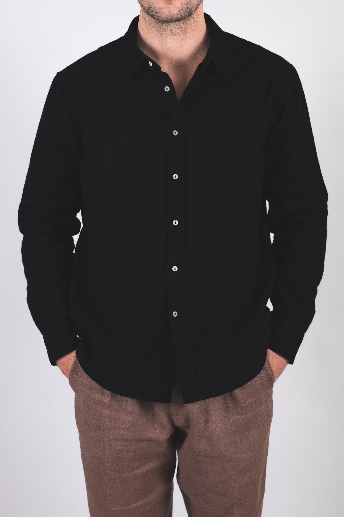 Men's flannel shirt with collar - regular fit