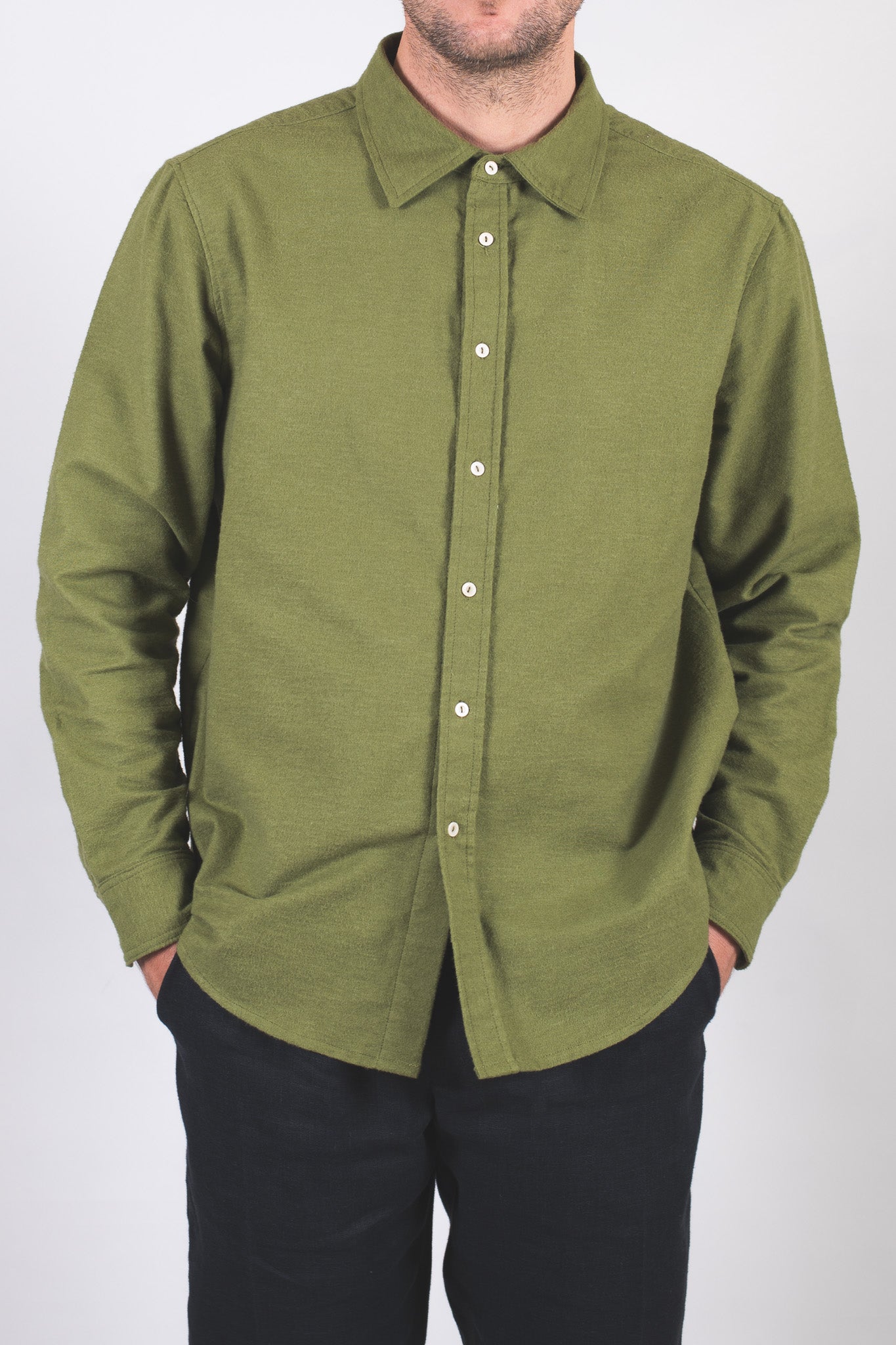 Men's flannel shirt with collar - regular fit