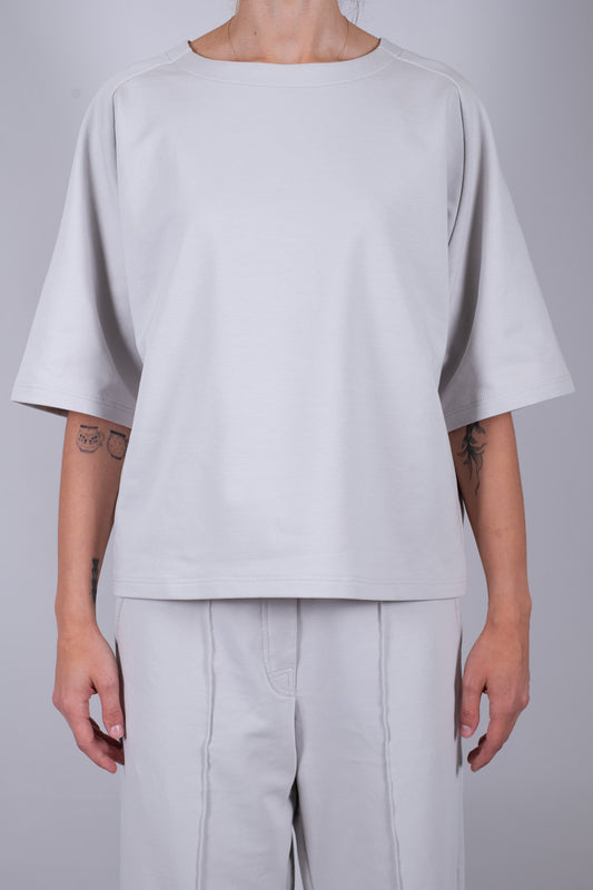 Women’s Sweatshirt T-Shirt Organic Cotton Pearl gray - Loose fit