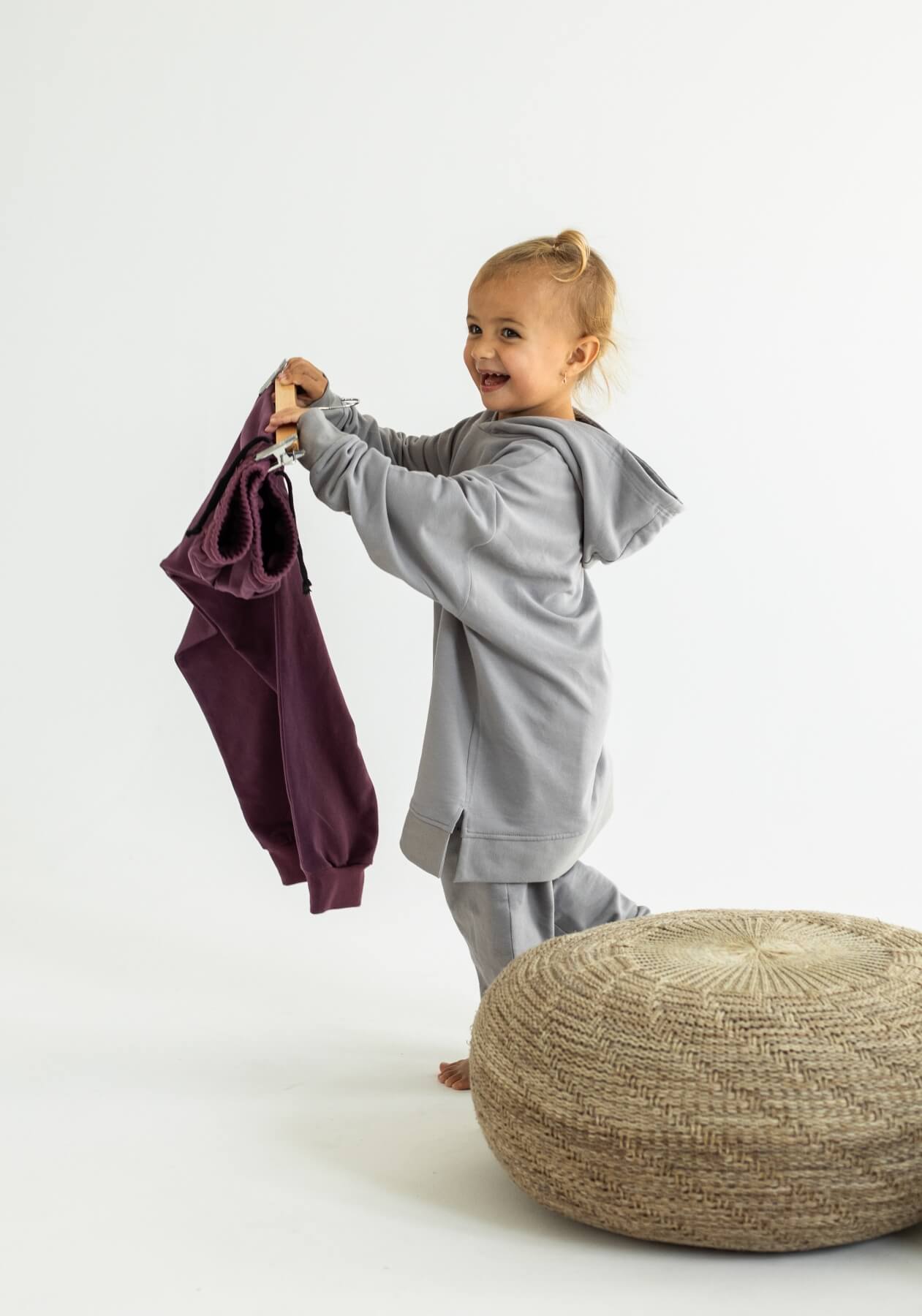 Kids Sweatpants organic cotton Light gray - Oversized