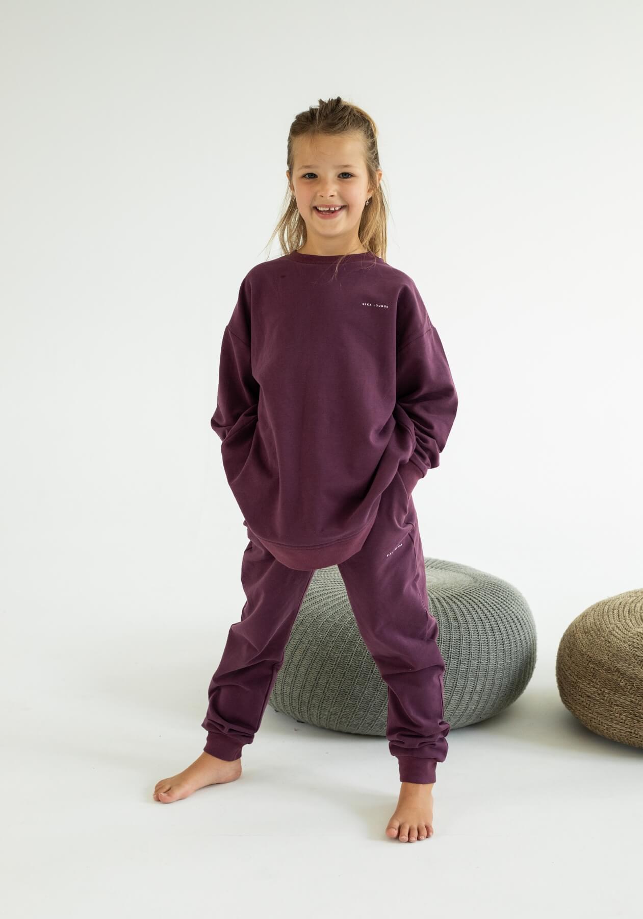 Kids spodnie dresowe bawełna organiczna Purple - Oversized