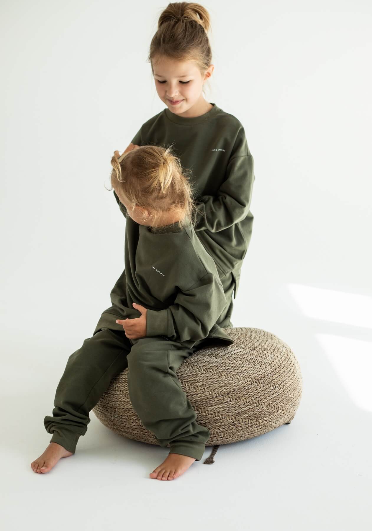 Children's Sweatshirt organic cotton Moss green - Oversized