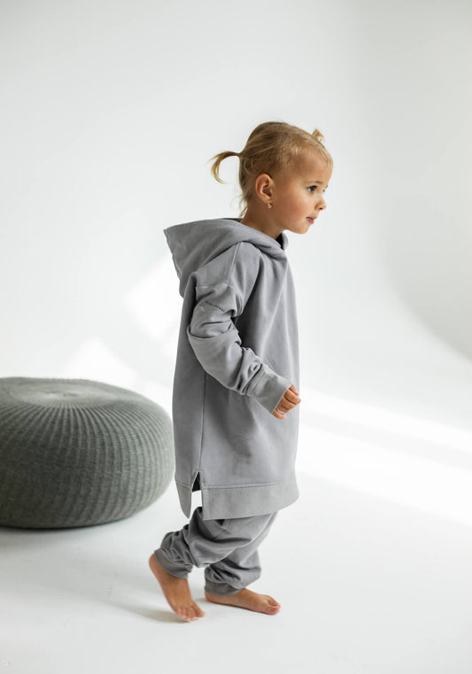 Children's bluza bawełna organiczna Light gray - Oversized