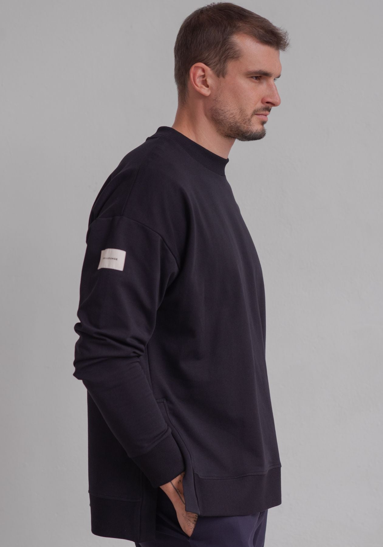 Pánska Mikina Classic z biobavlny Black - Loose fit