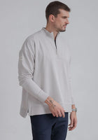 Men Sweatshirt zip-up organic cotton side slits - Loose fit