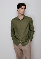 Pánská lněná košile s límečkem - regular fit