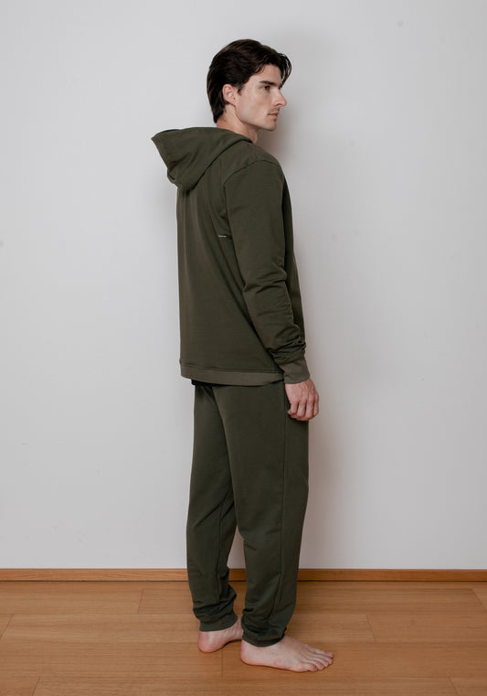 Men’s Hoodie organic cotton Moss green brushed - regular update
