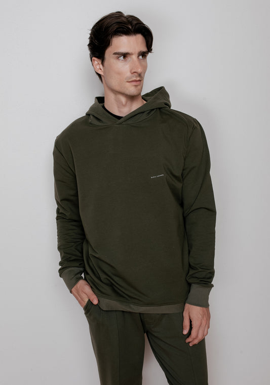 Men’s Hoodie organic cotton Moss green brushed - regular update