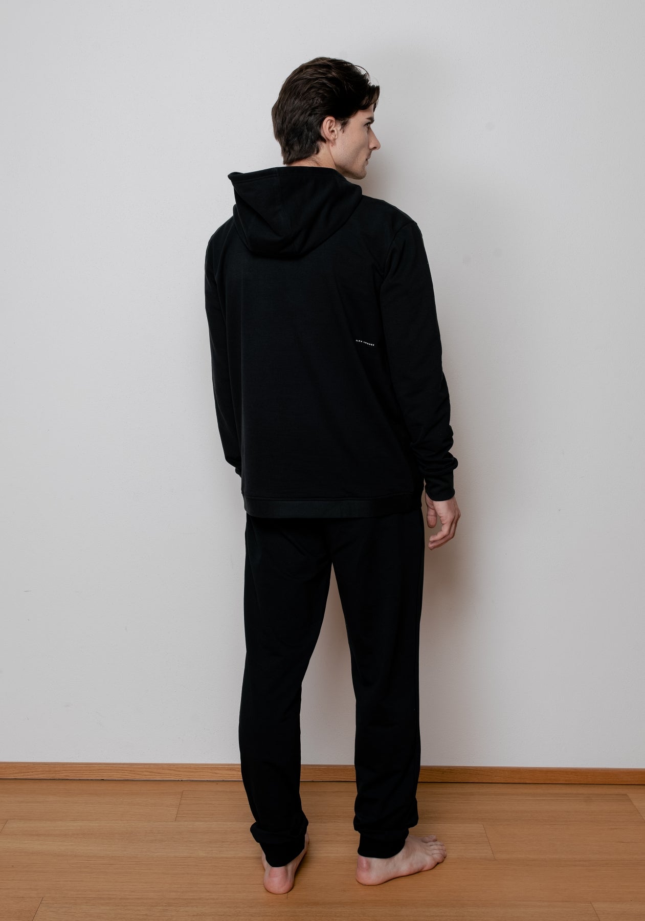 Pánska mikina s kapucňou z biobavlny Black brushed - regular update