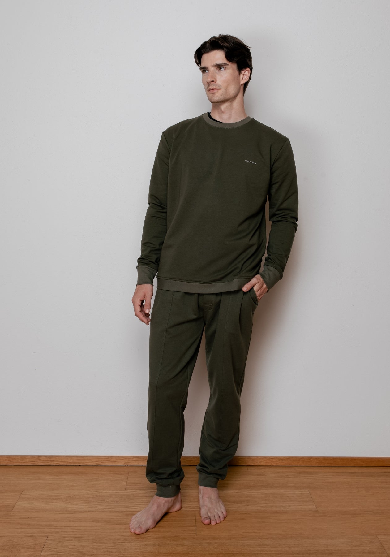 Męska bluza bawełna organiczna Moss green brushed - regular update