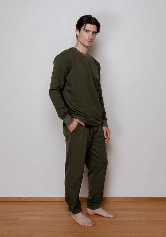 Men’s sweatshirt organic cotton Moss green brushed - regular update