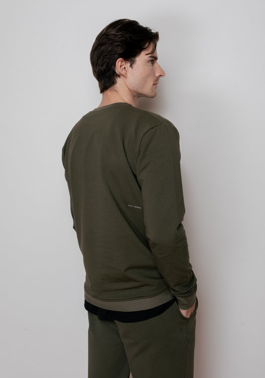 Men’s sweatshirt organic cotton Moss green brushed - regular update