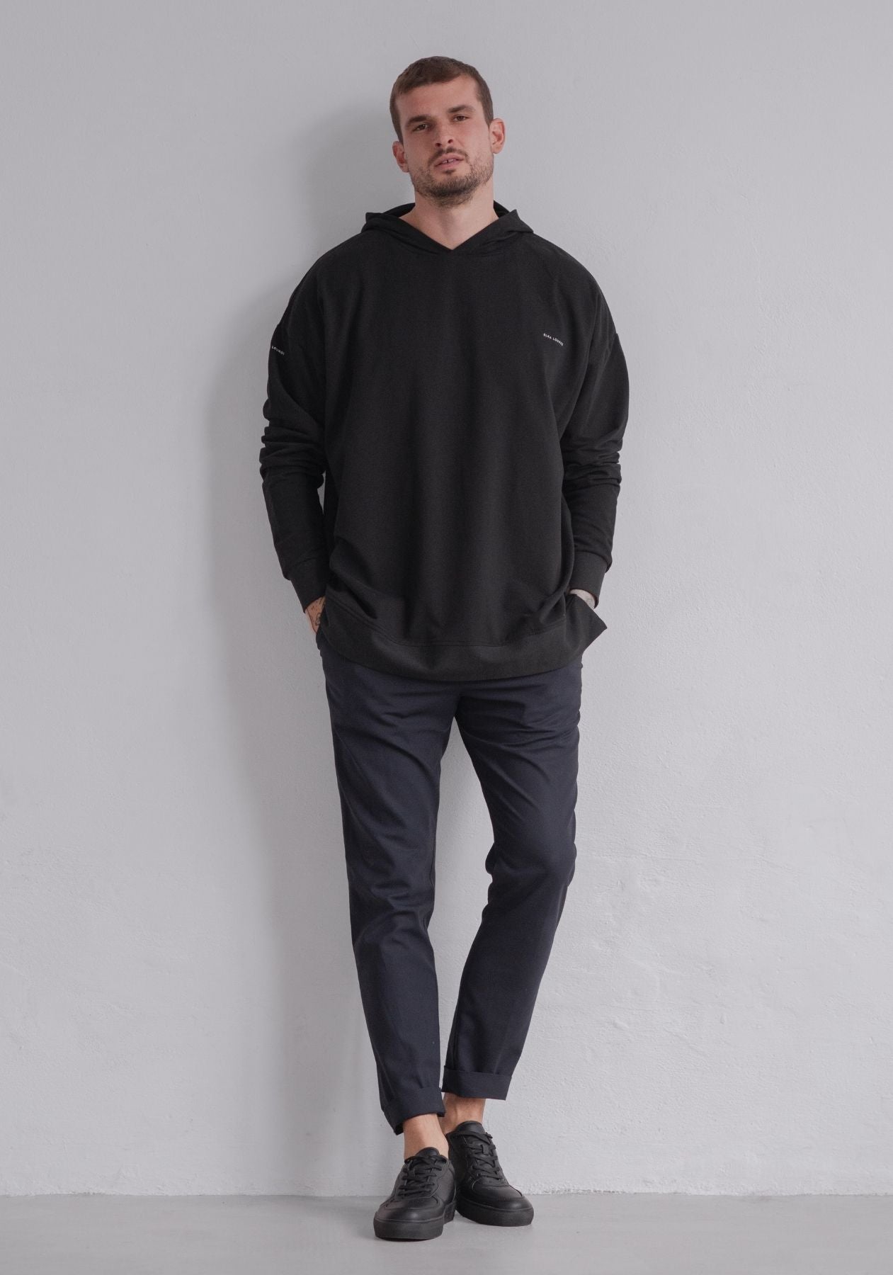 Men sweatshirt organic cotton Black - Oversized