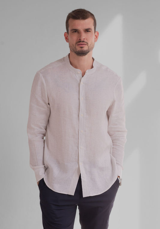 Men linen shirt Pearl gray