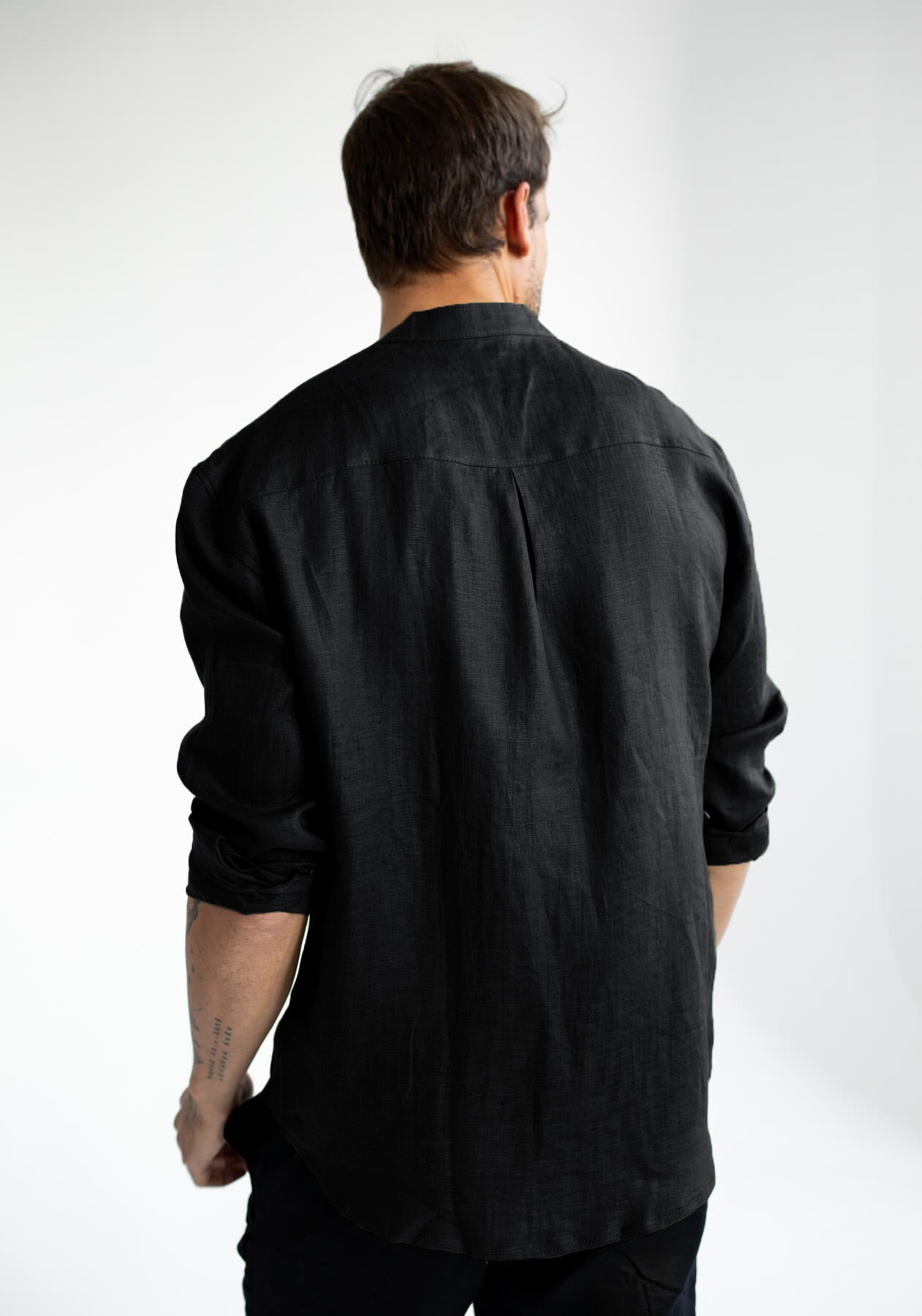 Men linen shirt Black