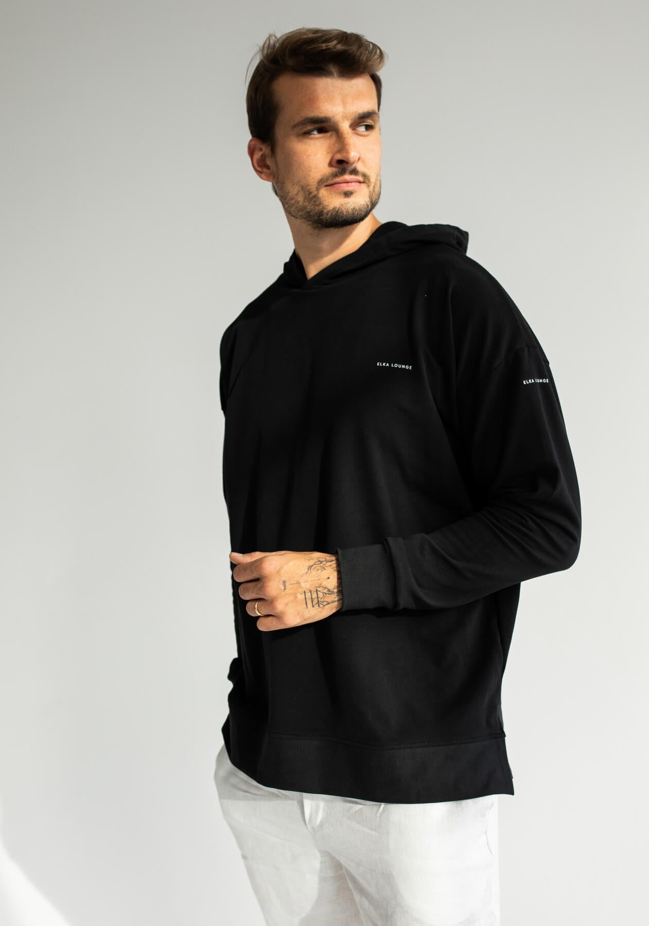 Men sweatshirt organic cotton Black - Oversized