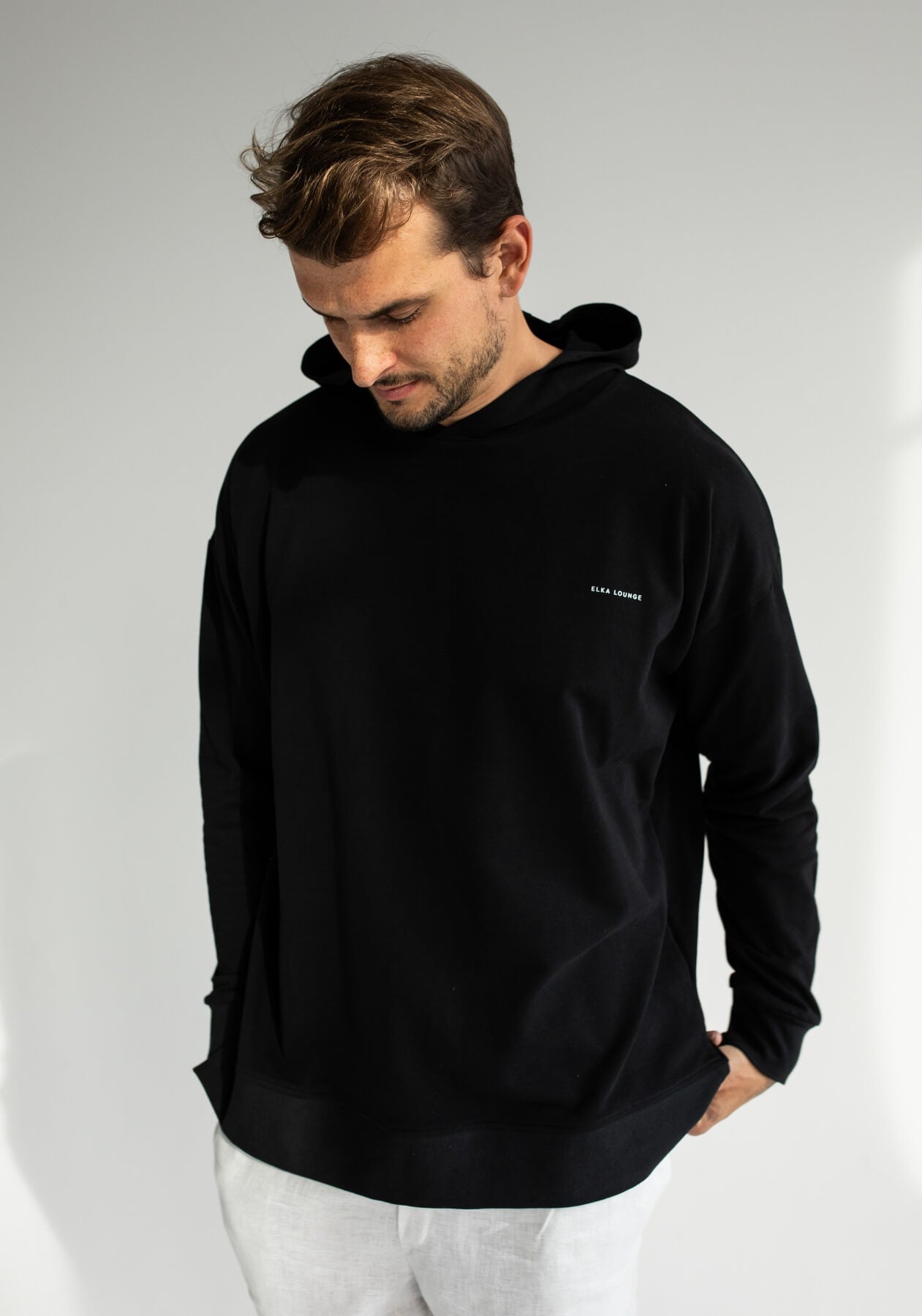 Men sweatshirt organic cotton Black - Oversized