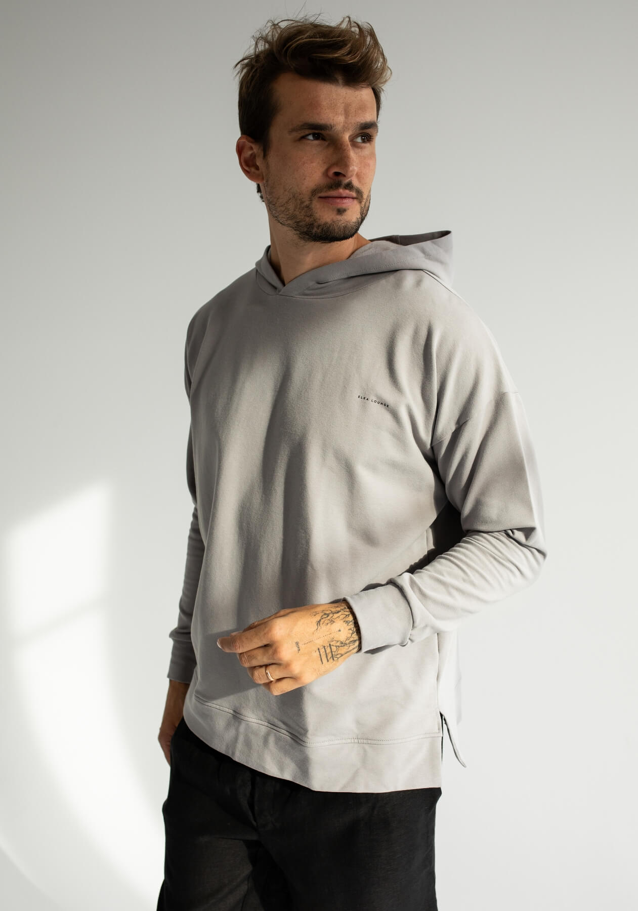 Men sweatshirt organic cotton Light gray - Oversized