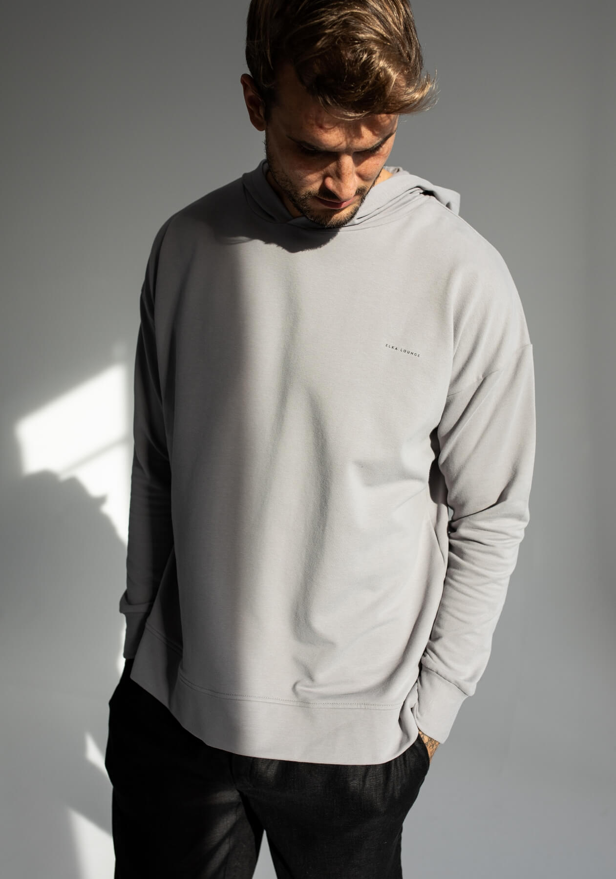 Men sweatshirt organic cotton Light gray - Oversized