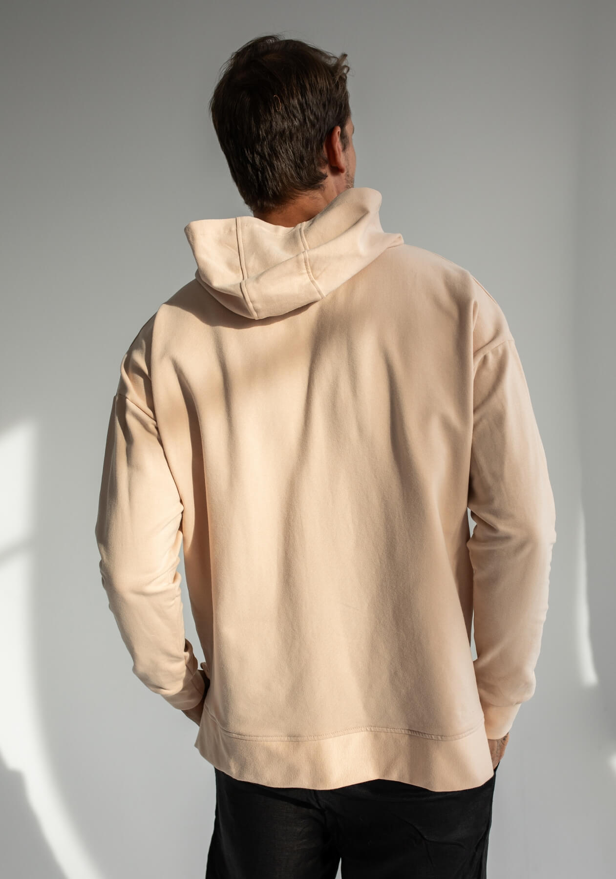 Pánská mikina s kapucí z biobavlny Beige - Oversized