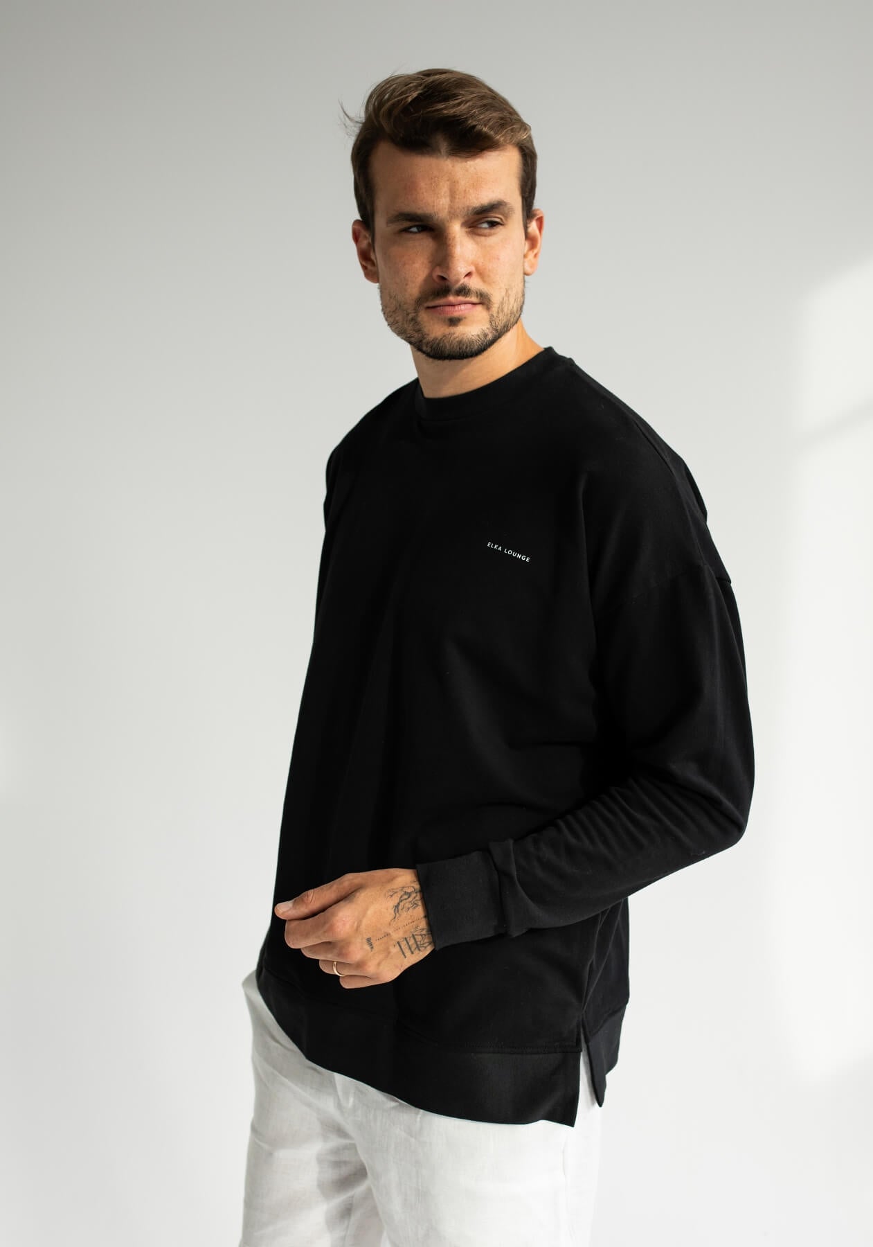 Men Sweatshirt organic cotton Black - Oversized