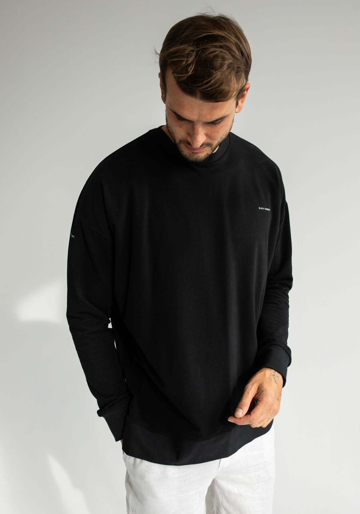 Men Sweatshirt organic cotton Black - Oversized