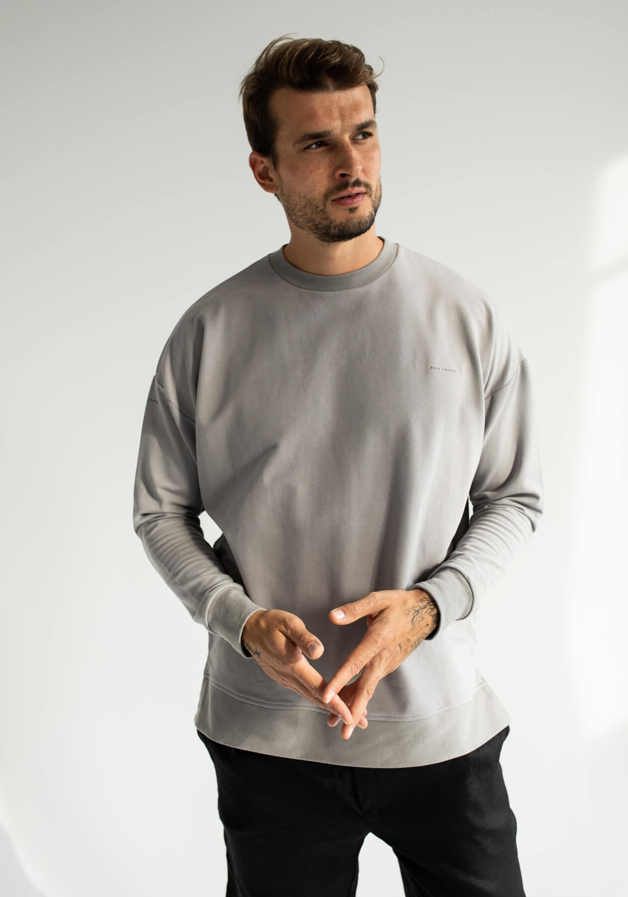 Men Sweatshirt organic cotton Light gray - Oversized