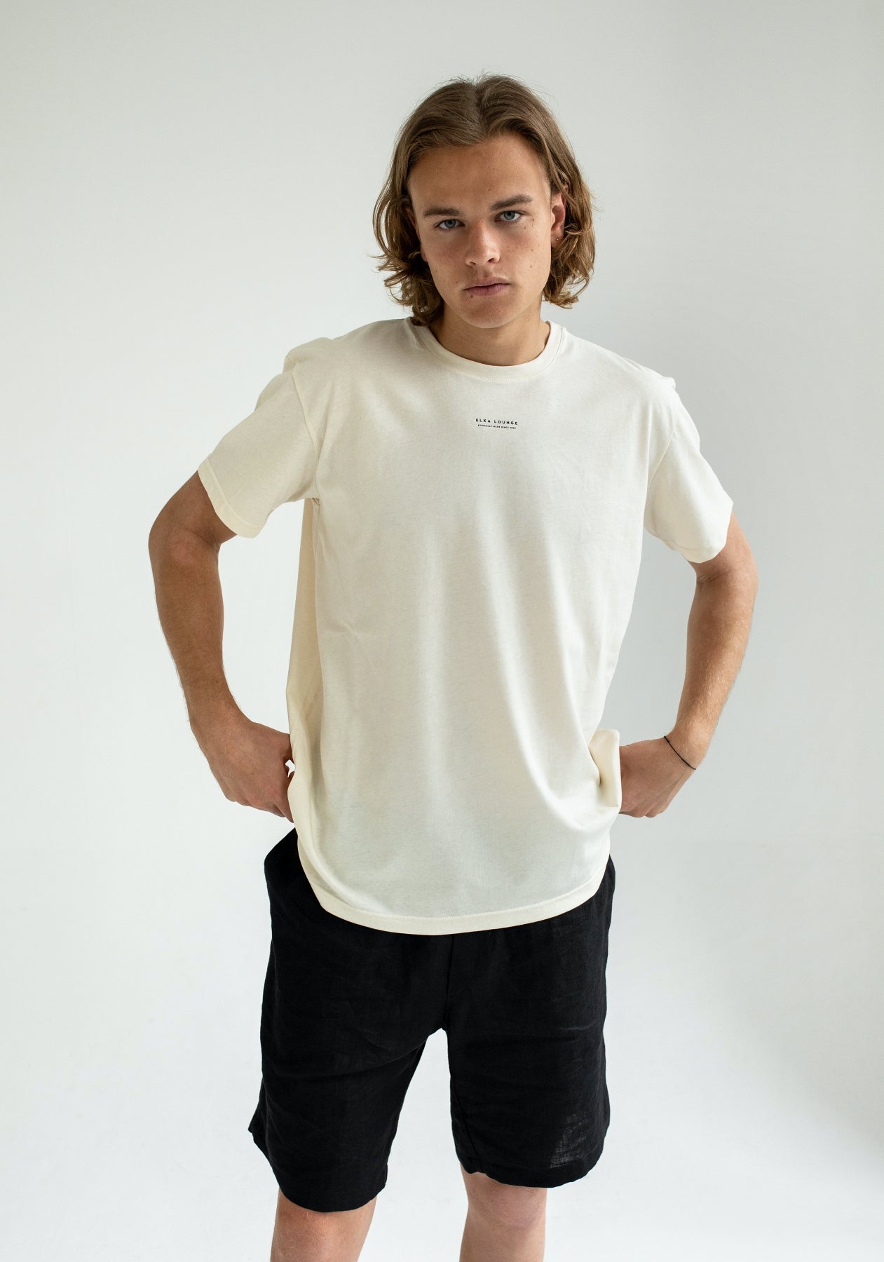 Men t-shirt organic cotton Offwhite-natural regular
