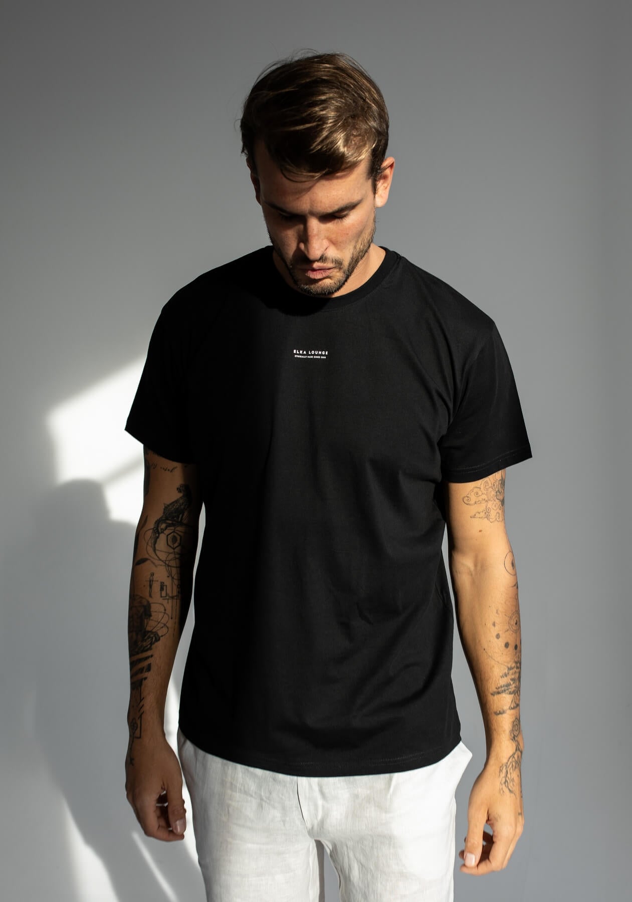 Men t-shirt organic cotton Black regular
