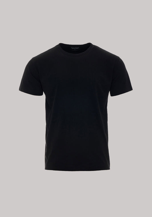 Men t-shirt organic cotton Black regular base without print