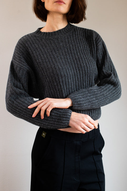 Women’s Wool Sweater crewneck Regular fit - Dark gray