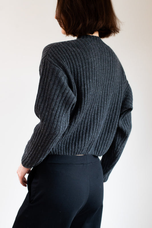 Women’s Wool Sweater crewneck Regular fit - Dark gray