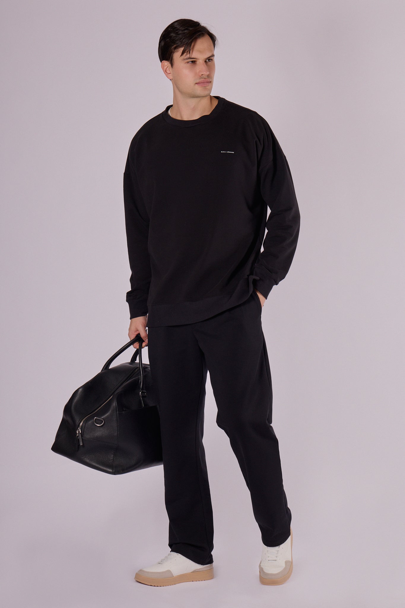 Pánská mikina bez kapuce z biobavlny brushed - Oversized