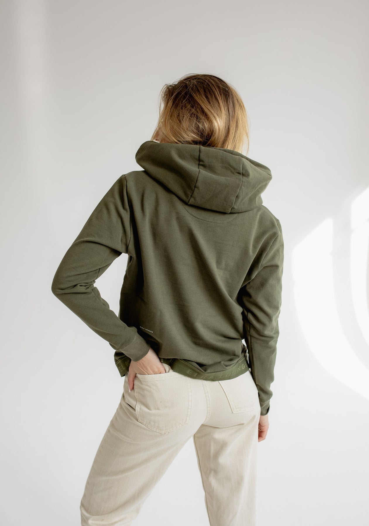 Women hoodie organic cotton Moss green - regular