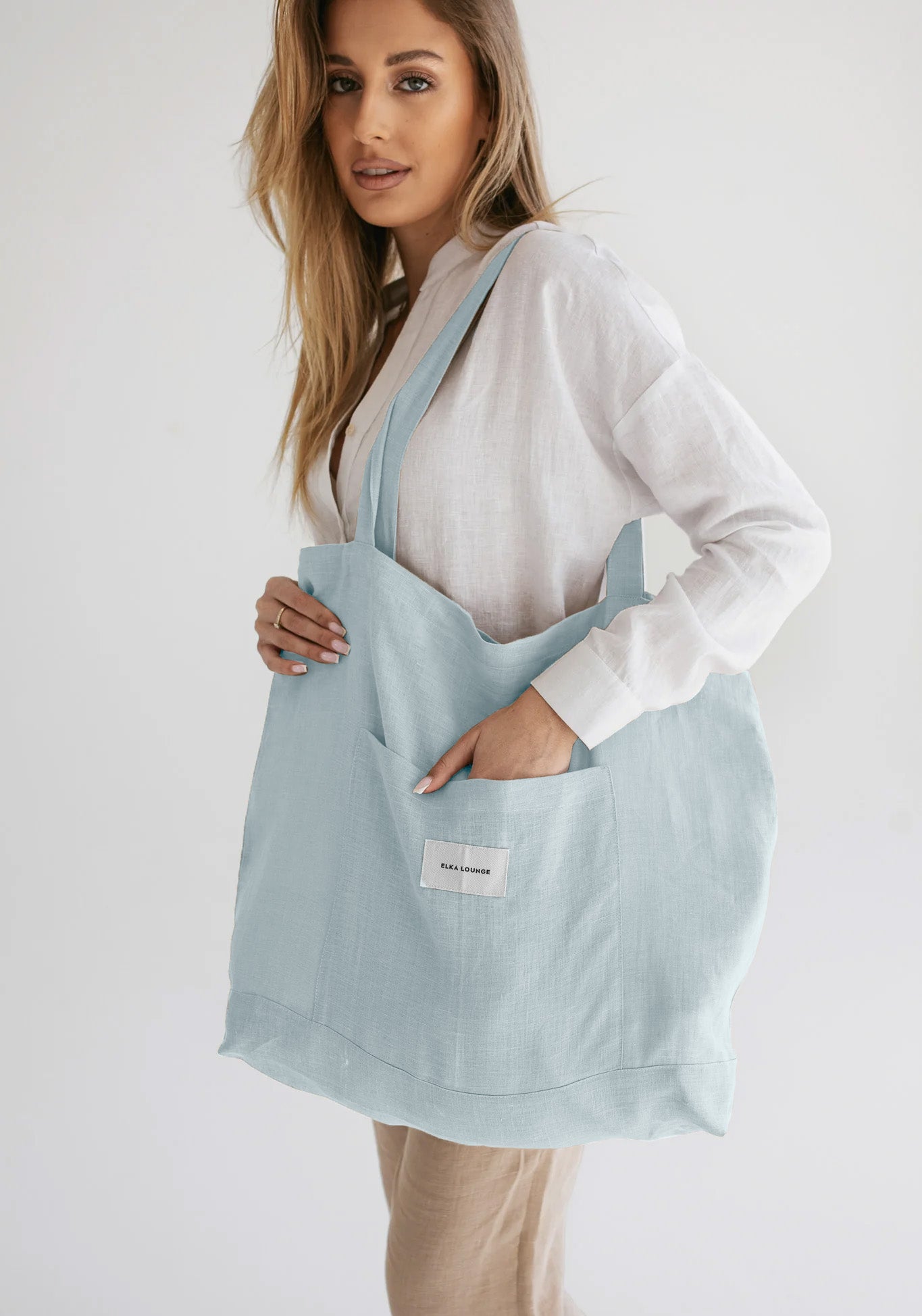 Linen bag Light blue